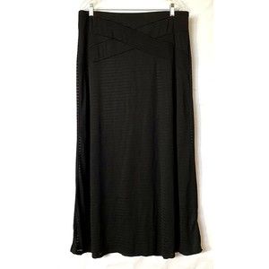 Eci New York Womens Skirt XL Black Ribbed Sheer Stripe Pull On Lined